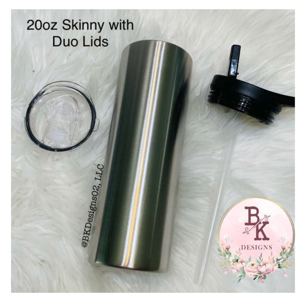 Skulls & Roses 20oz Skinny Duo Lids