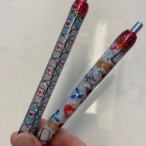 Nurse-Themed Refillable Glitter Pens