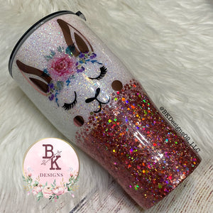 MTO {Watercolor Crown Rose Gold Llama} - Choose Your Tumbler Style